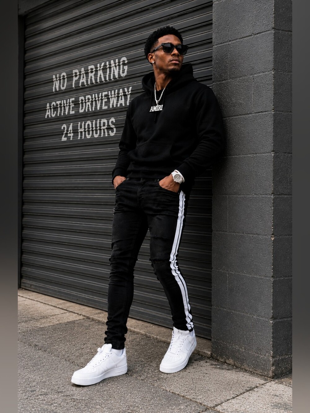 AMIRI Black Track Skinny Jeans Side Stripe Designer Luxury Streetwear